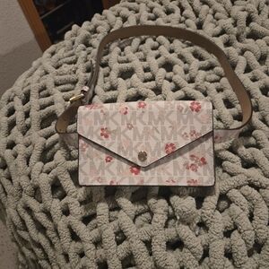Michael Kors Floral Logo Envelope Crossbody - Pink/Beige